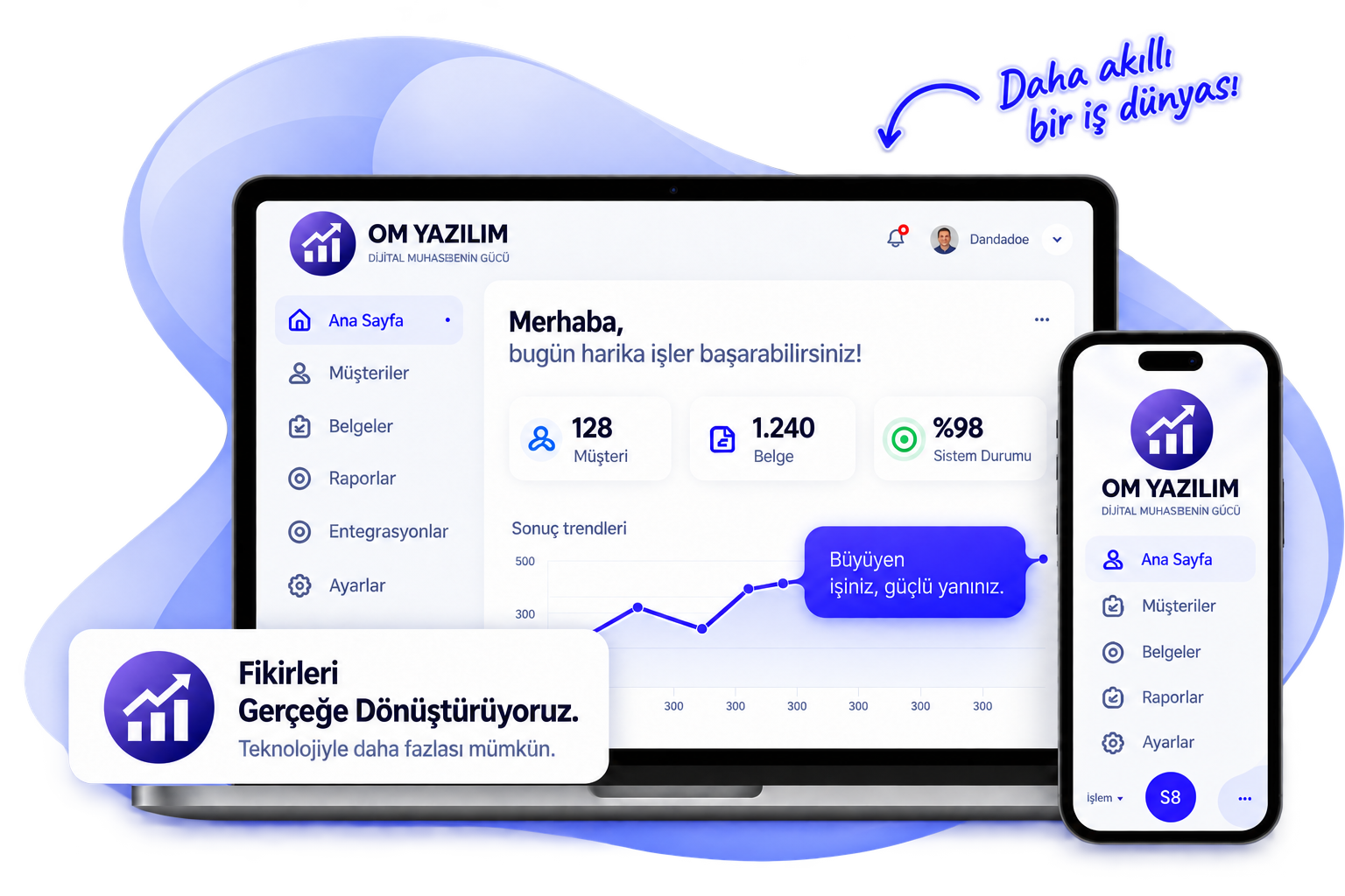 OM Yazılım panel önizlemesi